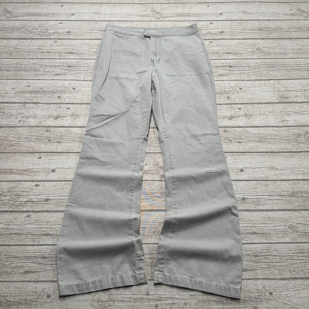 Y2K Bluenotes Chinos Pants Women's 29x32 Gray Relaxed Low Rise Flare Leg Cotton